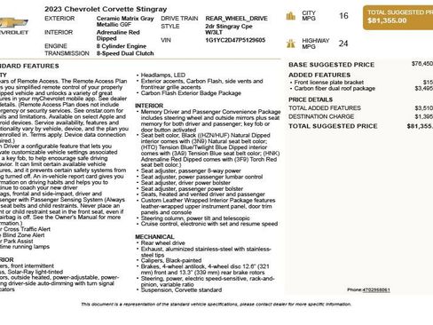 Used 2023 Chevrolet Corvette Stingray Premium Cpe RWD image 3