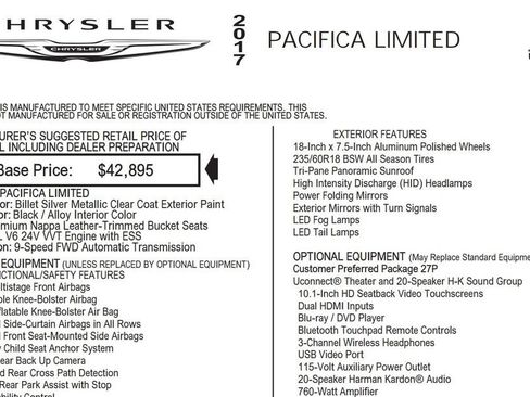 Used 2017 Chrysler Pacifica Limited FWD image 17
