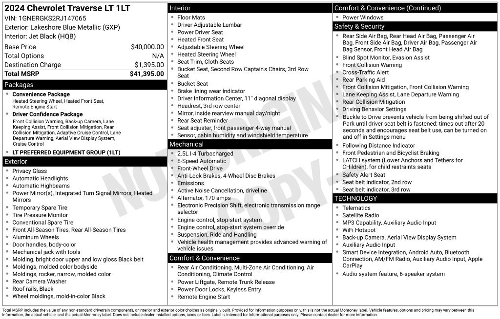 Certified 2024 Chevrolet Traverse LT FWD image 6