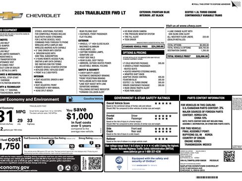 Used 2024 Chevrolet TrailBlazer LT w/ LT Cold Weather Package FWD image 2