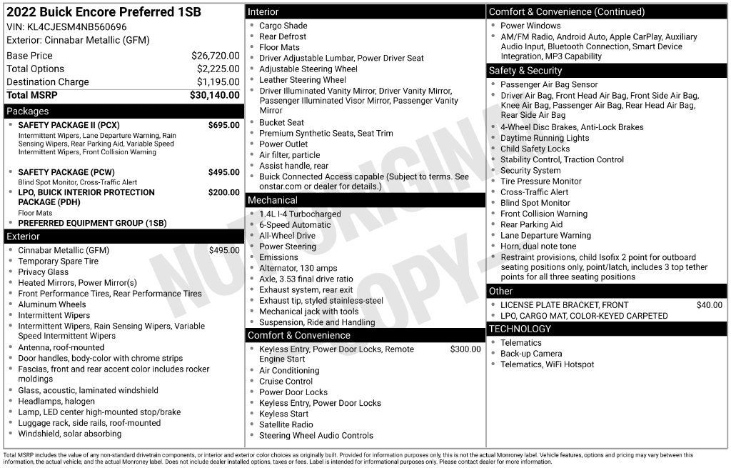 Used 2022 Buick Encore Preferred w/ Safety Package II AWD/4WD image 9