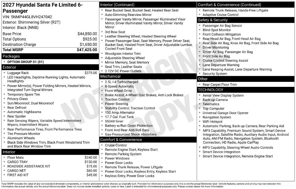 New 2027 Hyundai Santa Fe Limited FWD image 6
