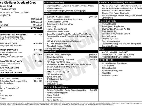 Used 2022 Jeep Gladiator Overland w/ Popular Equipment Package AWD/4WD image 45