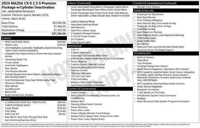 Used 2024 MAZDA CX-5 AWD 2.5 S w/ Premium Package image 12
