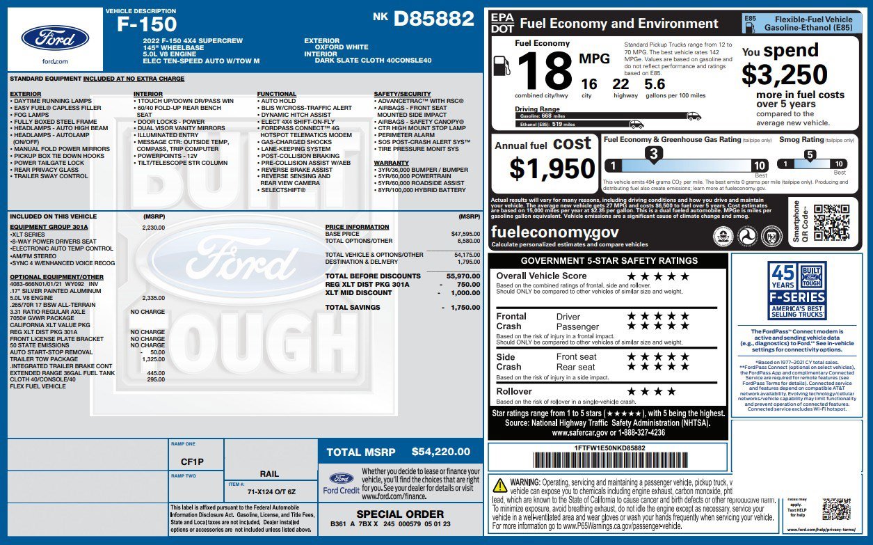 Used 2022 Ford F150 XLT w/ Equipment Group 301A Mid AWD/4WD image 4