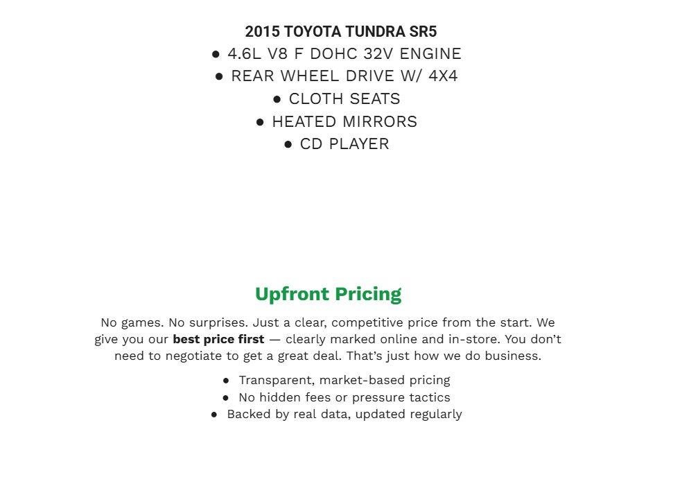 Used 2015 Toyota Tundra SR5 w/ SR5 Upgrade Package AWD/4WD image 2
