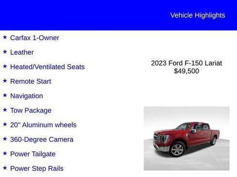 Certified 2023 Ford F150 Lariat w/ Equipment Group 502A High AWD/4WD image 3