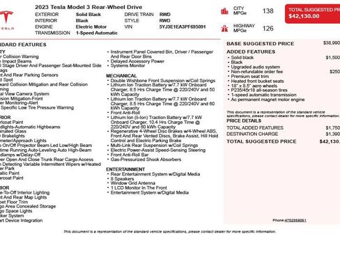 Used 2023 Tesla Model 3 Standard Range RWD image 3