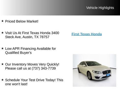 Used 2019 Lincoln MKZ Reserve w/ Reserve Plus Package FWD image 9