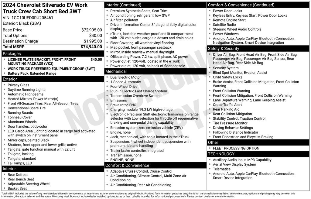 Certified 2024 Chevrolet Silverado EV W/T AWD/4WD image 1