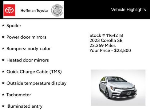 Certified 2023 Toyota Corolla SE w/ Carpet Mat Package (TMS) FWD image 36
