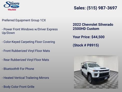 Used 2022 Chevrolet Silverado 2500 Custom w/ Custom Value Package AWD/4WD image 16