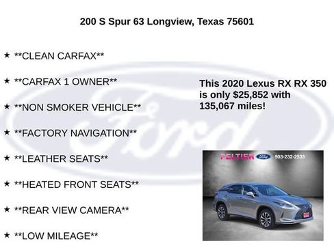 Used 2020 Lexus RX 350 FWD w/ Accessory Package image 5