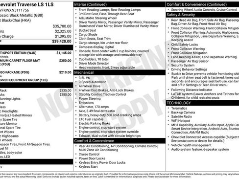 Used 2022 Chevrolet Traverse LS w/ Midnight/Sport Edition AWD/4WD image 10