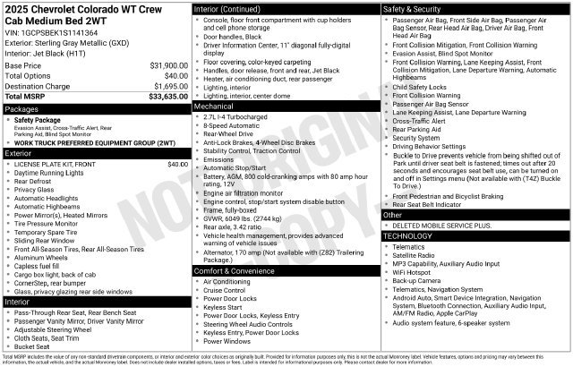 Used 2025 Chevrolet Colorado W/T RWD image 4