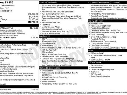 Used 2022 Lexus ES 350 w/ Premium Package image 4