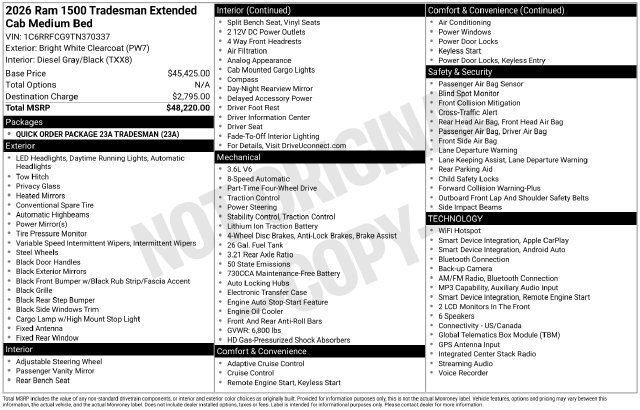 New 2026 RAM 1500 Tradesman AWD/4WD image 26