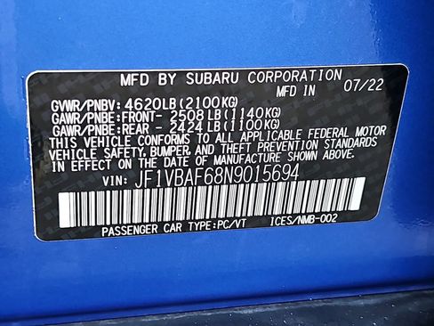 Certified 2022 Subaru WRX Premium image 39