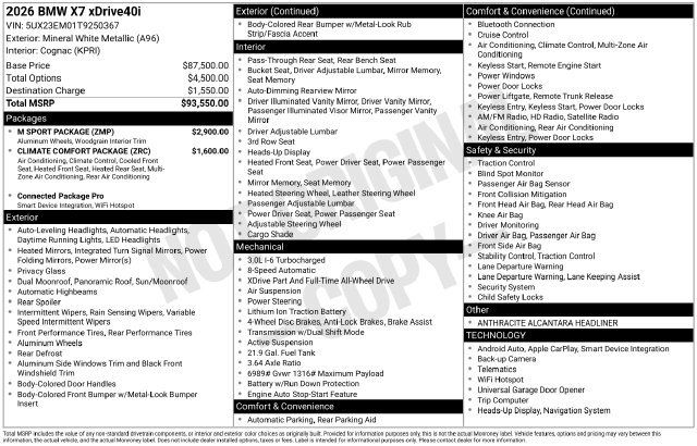 Used 2026 BMW X7 xDrive40i w/ M Sport Package AWD/4WD image 20