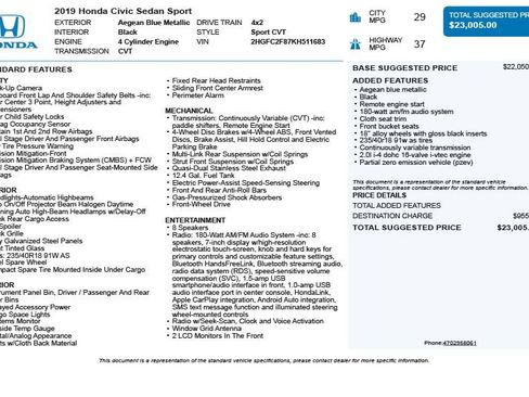 Used 2019 Honda Civic Sport image 3