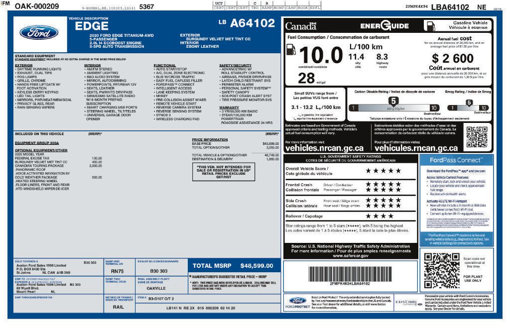 Used 2020 Ford Edge Titanium w/ Canadian Touring Package AWD/4WD image 4