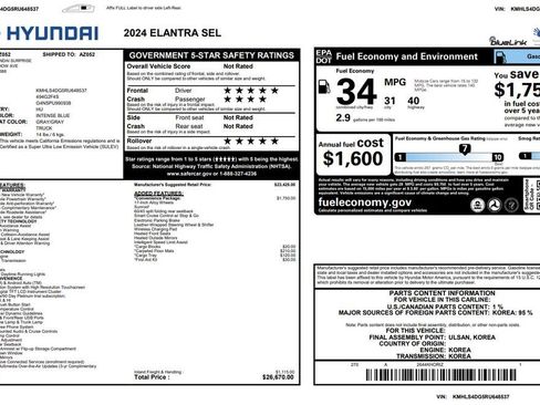 Used 2024 Hyundai Elantra SEL w/ Convenience Package image 3