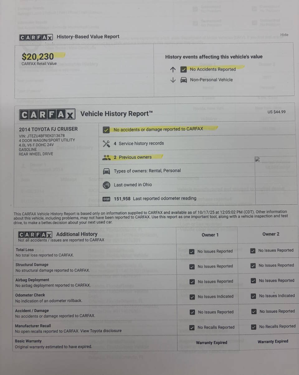 Used 2014 Toyota FJ Cruiser 2WD w/ Convenience Package image 4