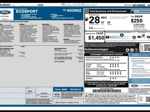 Used 2021 Ford EcoSport SE w/ SE Convenience Package FWD image 32
