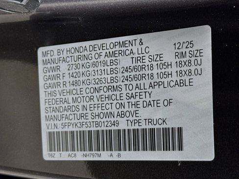 New 2026 Honda Ridgeline RTL image 38