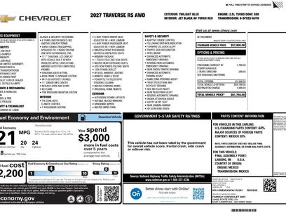 New 2027 Chevrolet Traverse RS