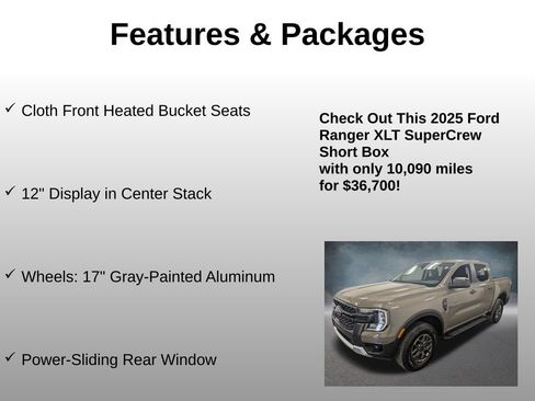Certified 2025 Ford Ranger XLT w/ Equipment Group 301A High AWD/4WD image 8
