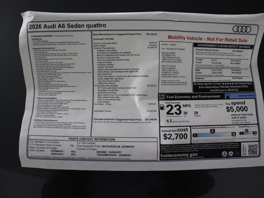 Used 2026 Audi A6 Premium Plus w/ Premium Plus Package AWD/4WD image 10