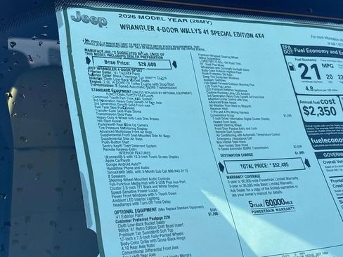 New 2026 Jeep Wrangler Unlimited Sport AWD/4WD image 4