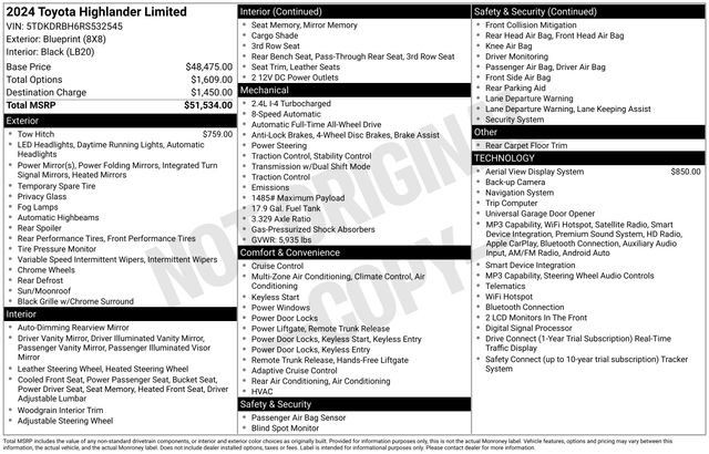 Used 2024 Toyota Highlander Limited AWD/4WD image 5