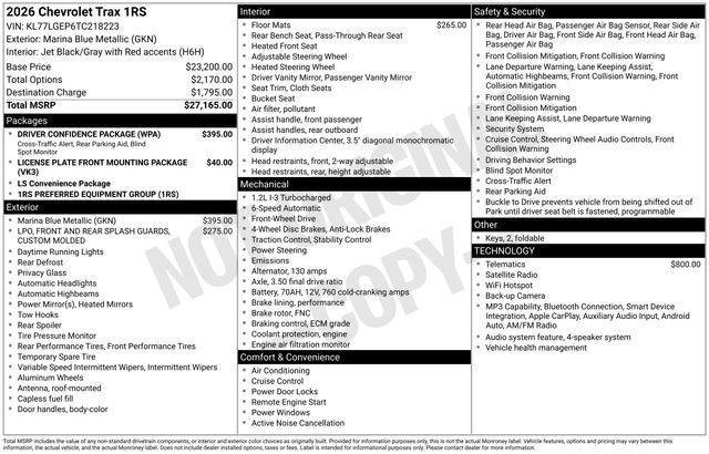 New 2026 Chevrolet Trax RS w/ Driver Confidence Package FWD image 28