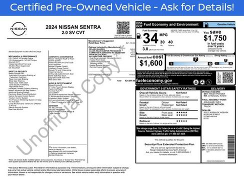 Used 2024 Nissan Sentra SV w/ All-Weather Package FWD image 3