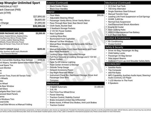 Used 2017 Jeep Wrangler Unlimited Sport w/ Quick Order Package 24S AWD/4WD image 10