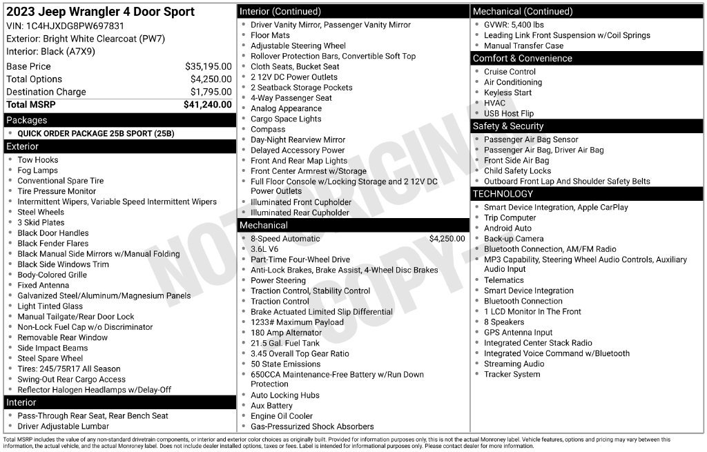 Used 2023 Jeep Wrangler Unlimited Sport AWD/4WD image 13