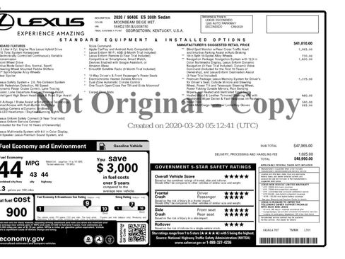 Used 2020 Lexus ES 300h w/ Premium Package image 56