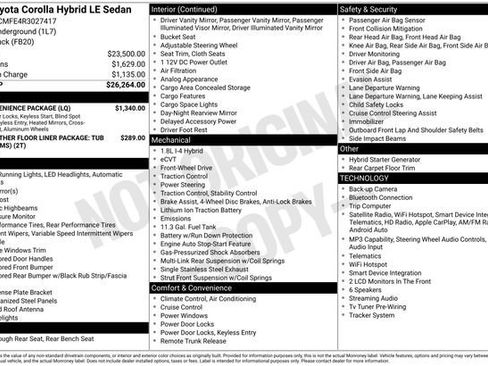 Used 2024 Toyota Corolla LE w/ LE Convenience Package FWD image 2
