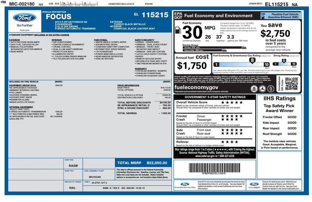 Used 2014 Ford Focus SE w/ Equipment Group 201A FWD image 23