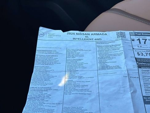 New 2025 Nissan Armada SL w/ Captain's Chari Seat Package image 16