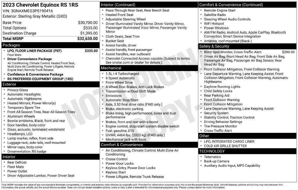 Used 2023 Chevrolet Equinox RS w/ LPO, Floor Liner Package FWD image 32