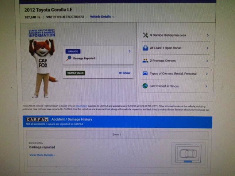 Used 2012 Toyota Corolla LE FWD image 9