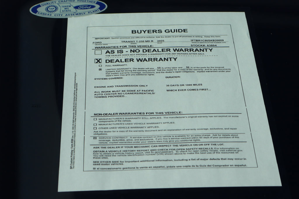 Used 2025 Ford Transit 250 148 Medium Roof w/ Load Area Protection Package RWD image 51