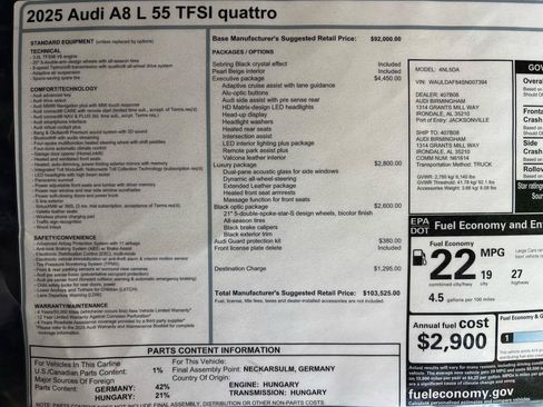 Used 2025 Audi A8 L 3.0T AWD/4WD image 37