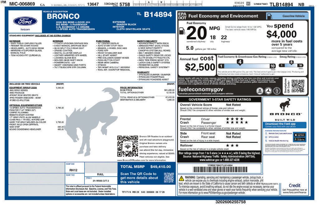 New 2026 Ford Bronco Big Bend AWD/4WD image 4