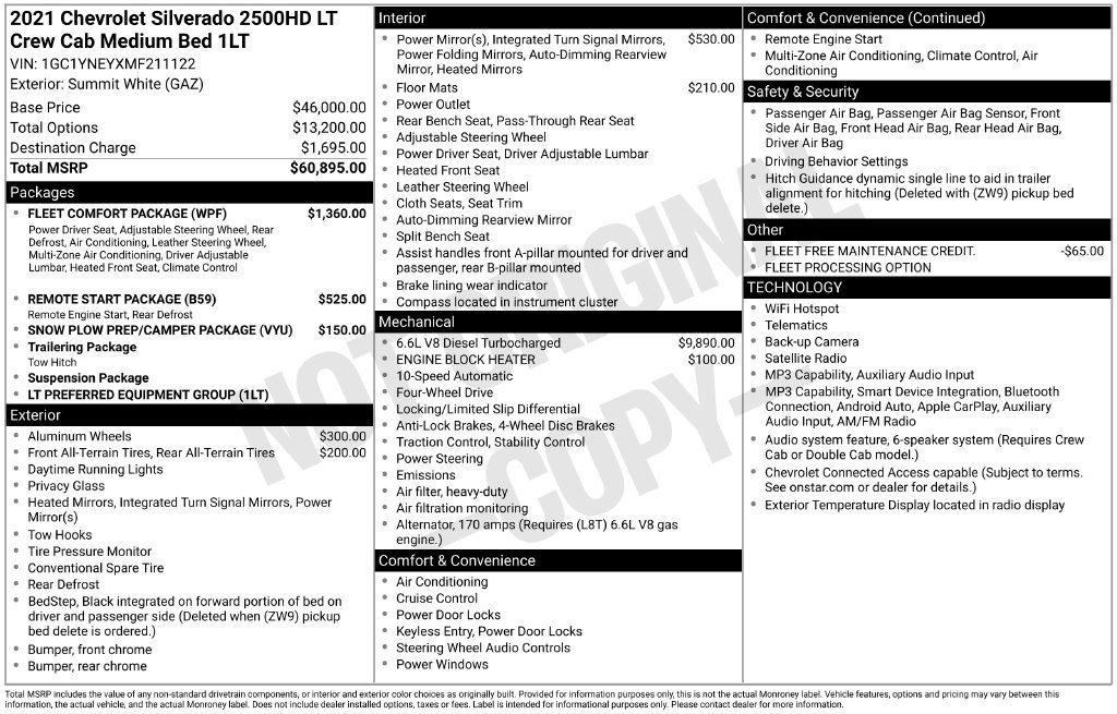 Used 2021 Chevrolet Silverado 2500 LT w/ Fleet Comfort Package AWD/4WD image 2