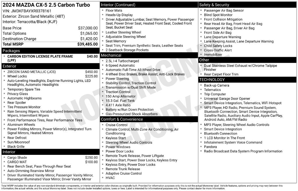 Used 2024 MAZDA CX-5 Carbon Edition AWD/4WD image 12