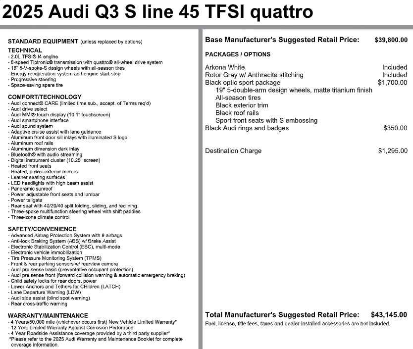 Used 2025 Audi Q3 2.0T Premium w/ Black Optic Sport Package AWD/4WD image 3